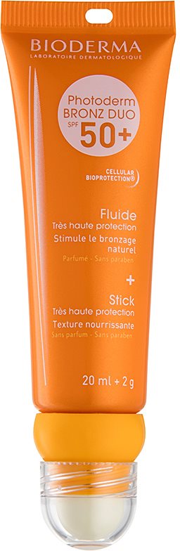 Bioderma Photoderm Bronz DUO zaščitni fluid za obraz in balzam za ustnice SPF 50+
