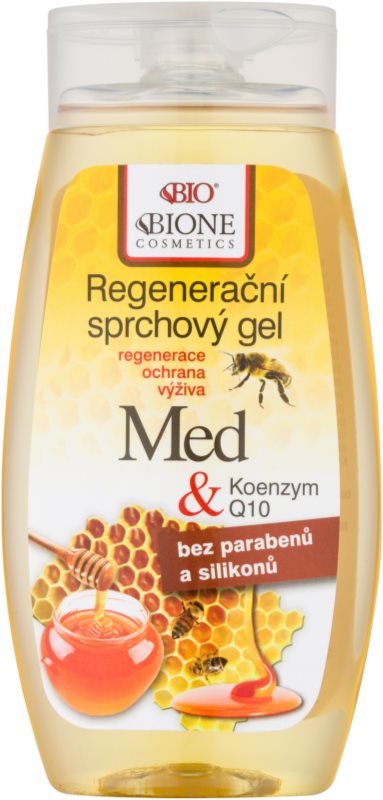 Bione Cosmetics Honey + Q10 gel de banho regenerador