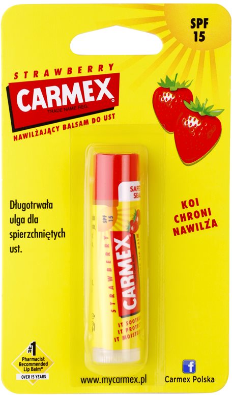 Carmex Strawberry balsam pentru buze cu efect hidratant SPF 15
