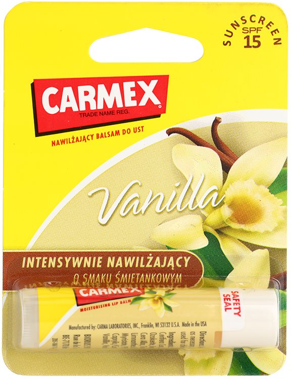 Carmex Vanilla bálsamo hidratante para labios en barra SPF 15
