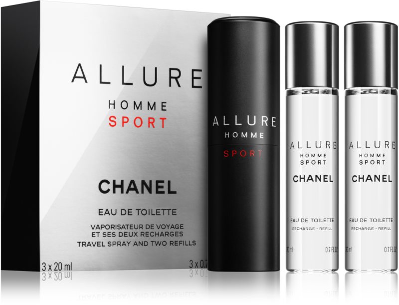 Chanel Allure Homme Sport toaletní voda pro muže 3 x 20 ml (1x plnitelná + 2x náplň)