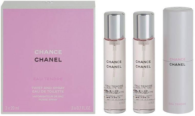 Chanel Chance Eau Tendre eau de toilette pentru femei 3 x 20 ml (1x reincarcabil + 2x rezerva)