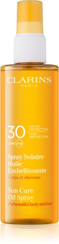 Clarins Sun Protection αντηλιακό λάδι για σώμα και μαλλιά SPF 30