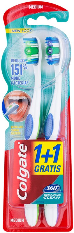 Colgate 360° Whole Mouth Clean zubní kartáčky medium 2 ks