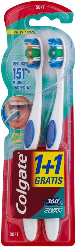 Colgate 360° Whole Mouth Clean escova de dentes suave 2 pçs