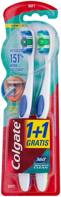 Colgate 360° Whole Mouth Clean четки за зъби soft 2 бр