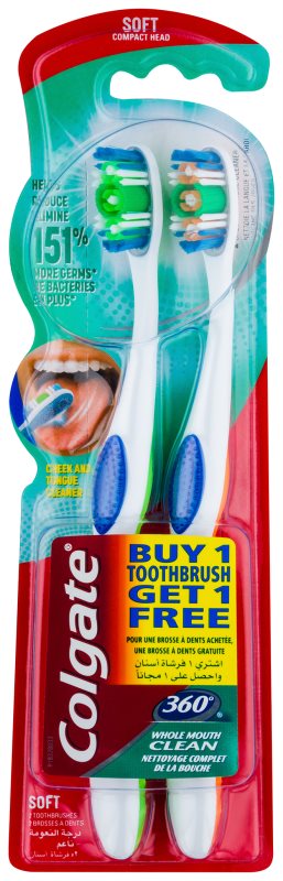 Colgate 360° Whole Mouth Clean Soft Toothbrushes 2 pcs