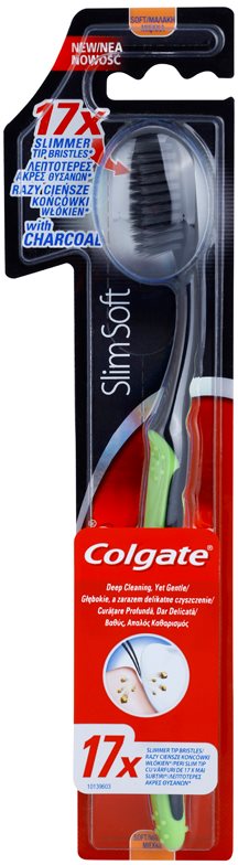 Colgate Slim Soft Charcoal zubní kartáček s aktivním uhlím soft