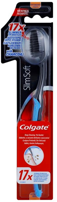Colgate Slim Soft Charcoal zubní kartáček s aktivním uhlím soft