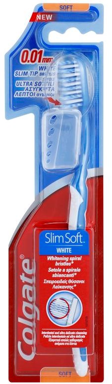 Colgate Slim Soft White zubní kartáček s cestovní krytkou soft