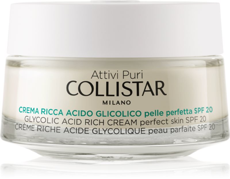 Collistar Pure Actives Glycolic Acid hranilna krema za obnovo gostote kože s posvetlitvenim učinkom