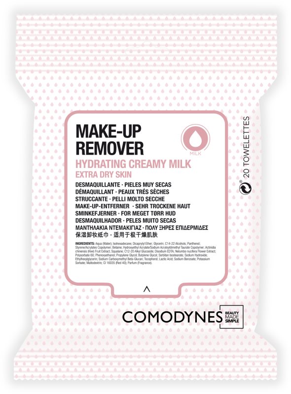 Comodynes Make-up Remover Creamy Milk Make-up Remover Doekjes voor Zeer Droge Huid