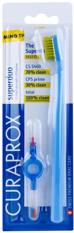 Curaprox 5460 Ultra Soft Superduo szczoteczka do zębów+ zapasowe szczotki szczoteczki międzyzębowe z uchwytem