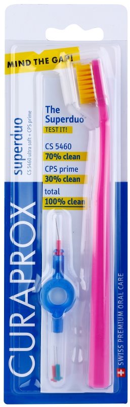Curaprox 5460 Ultra Soft Superduo zubná kefka + náhradné medzizubné kefky s držiakom