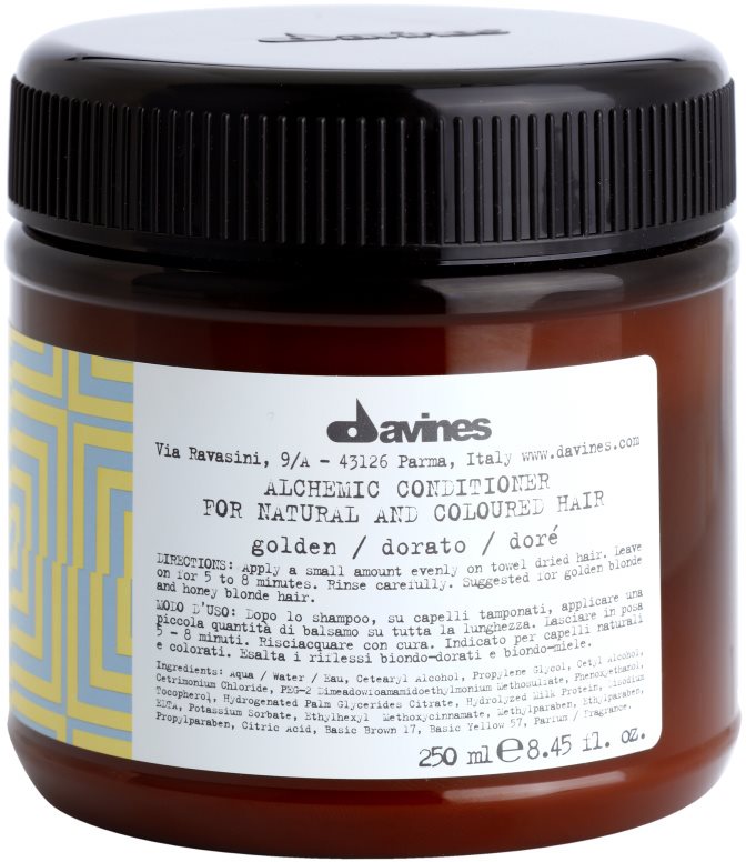 Davines Alchemic Golden balsam hidratant pentru a evidentia culoarea parului