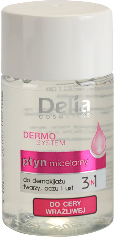 Delia Cosmetics Dermo System agua micelar limpiadora para contorno de ojos y labios 3 en 1