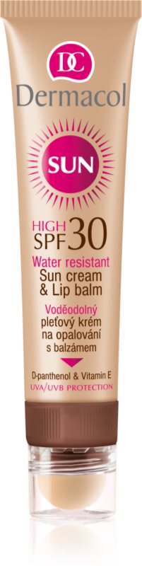 Dermacol Sun Water Resistant creme solar resistente à água com bálsamo de lábios SPF 30