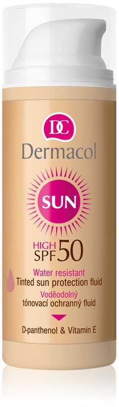 Dermacol Sun Water Resistant fluido facial com cor à prova de água SPF 50