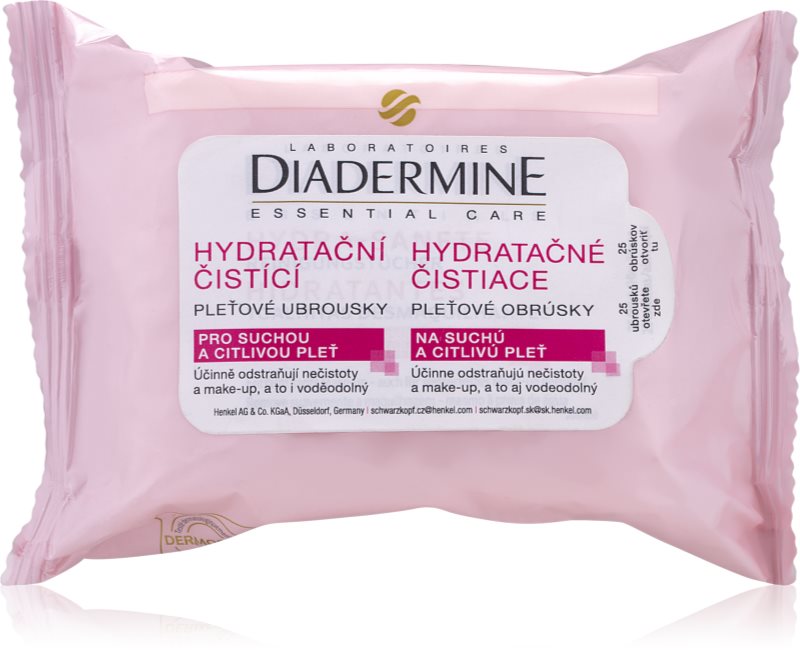 Diadermine Essentials čistilni robčki za obraz za občutljivo in suho kožo