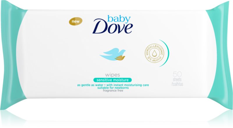 Dove Baby Sensitive Moisture nedves tisztító törlőkendők alkoholmentes