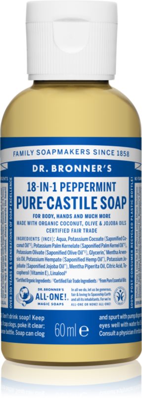 Dr. Bronner’s Peppermint tekuté univerzální mýdlo