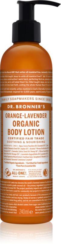 Dr. Bronner’s Orange & Levender Nourishing Moisturizing Body Lotion
