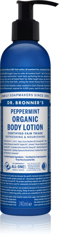 Dr. Bronner’s Peppermint Refreshing Body Lotion with Moisturizing Effect