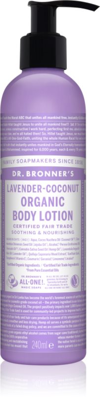 Dr. Bronner’s Lavender & Coconut intenzívne vyživujúce telové mlieko pre normálnu a suchú pokožku