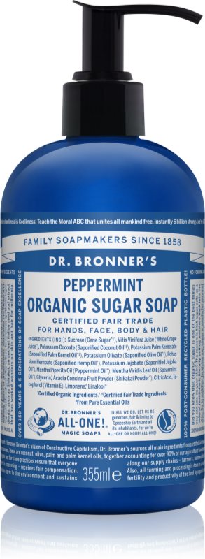 Dr. Bronner’s Peppermint tekoče milo za telo in lase