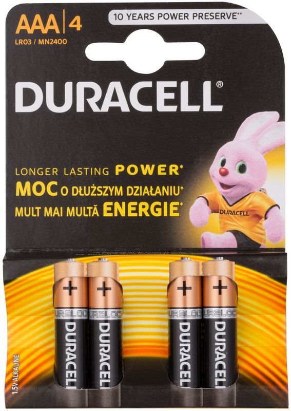 Duracell 1,5 V Alkaline AAA Microzelle 4 Szk.