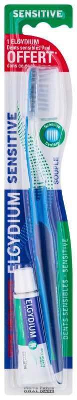Elgydium Sensitive escova de dentes + mini pasta de dentes