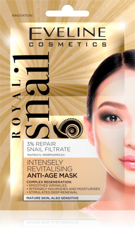 Eveline Cosmetics Royal Snail revitalizacijska maska za obraz s pomlajevalnim učinkom