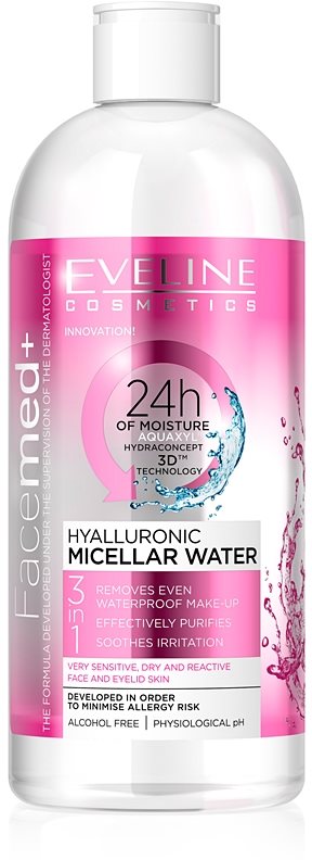 Eveline Cosmetics FaceMed+ eau micellaire à l'acide hyaluronique 3 en 1