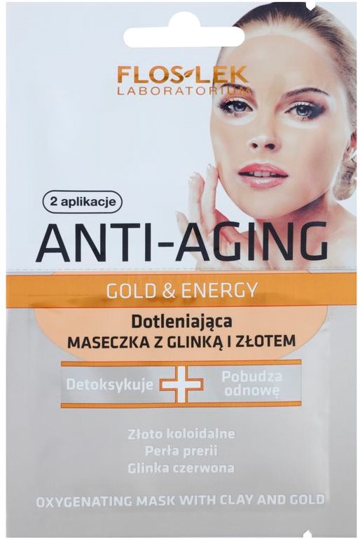 FlosLek Laboratorium Anti-Aging Gold & Energy oksigenacijska maska z zlatom in glino