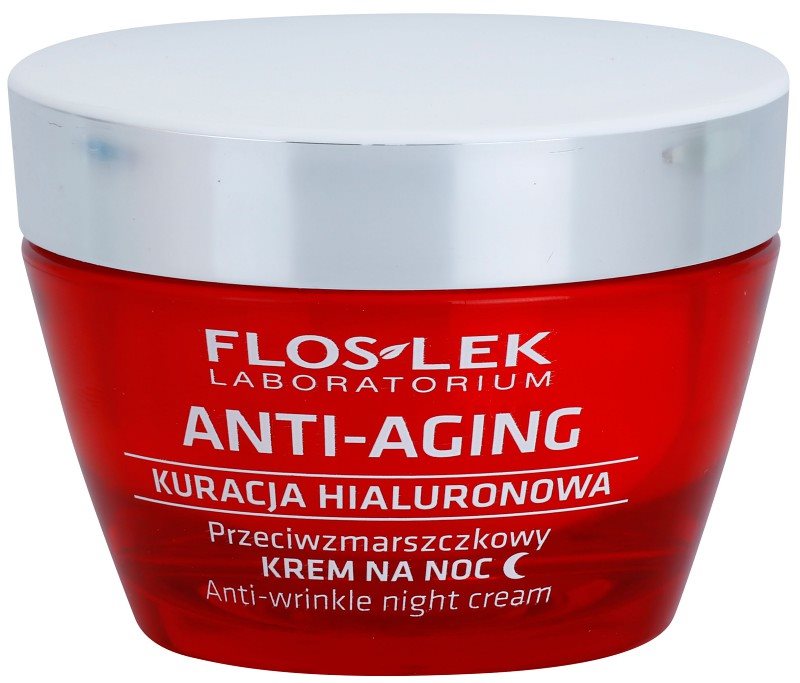 FlosLek Laboratorium Anti-Aging Hyaluronic Therapy nočna vlažilna krema proti gubam