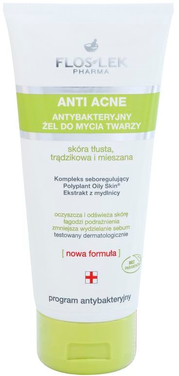 FlosLek Pharma Anti Acne gel limpiador antibacteriano sin parabenos