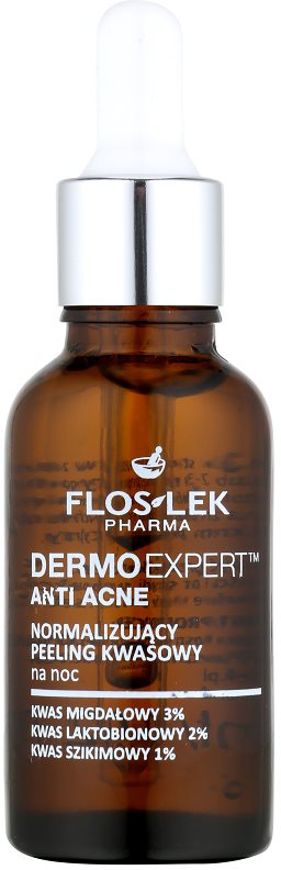 FlosLek Pharma DermoExpert Acid Peel tratamiento de noche equilibrante y regulador para pieles con imperfecciones