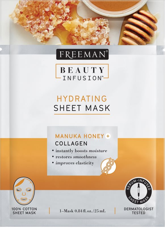Freeman Beauty Infusion Manuka Honey + Collagen masque en tissu hydratant pour tous types de peau