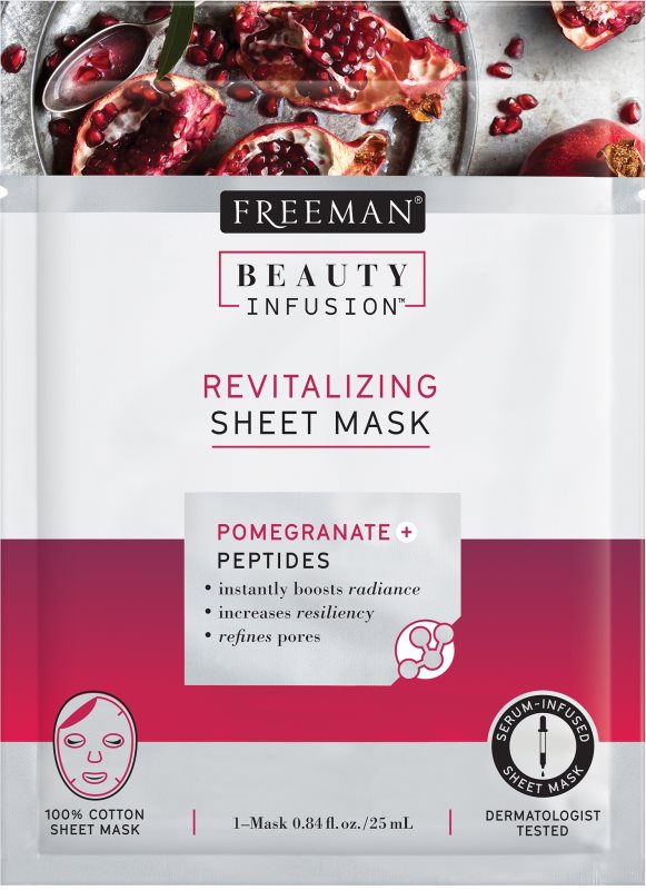 Freeman Beauty Infusion Pomegranate + Peptides revitalizační látková maska pro všechny typy pleti