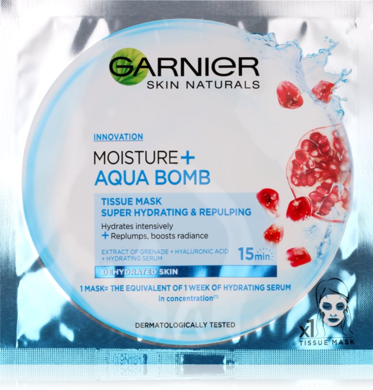 Garnier Skin Naturals Moisture+Aqua Bomb masque en tissu ultra hydratant et comblant visage