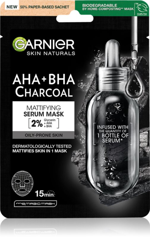 Garnier Skin Naturals Pure Charcoal črna tekstilna maska z izvlečkom morskih alg