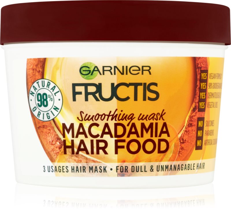 Garnier Fructis Macadamia Hair Food masque lissant pour cheveux indisciplinés