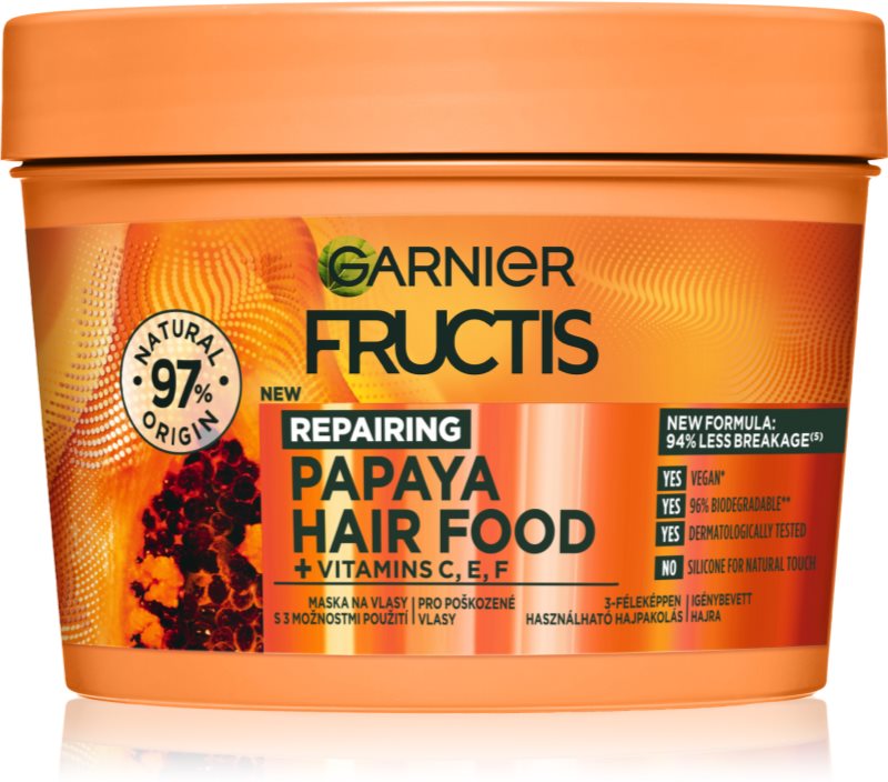 Garnier fructis papaya hair food, masque rénovateur pour cheveux abîmés