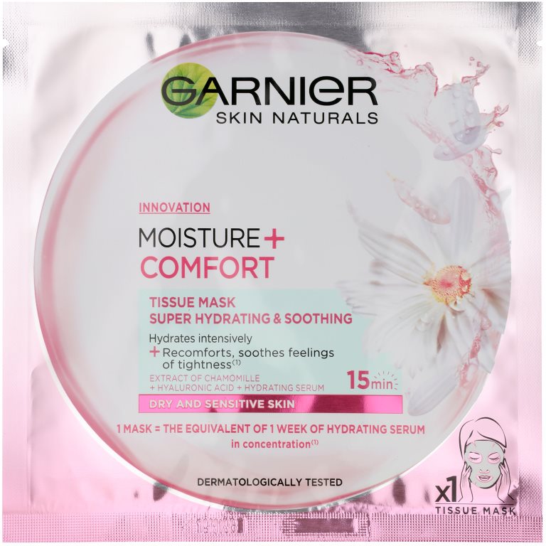 Garnier Skin Naturals Moisture+Comfort Super Hydrating Soothing Sheet Mask for Dry and Sensitive Skin