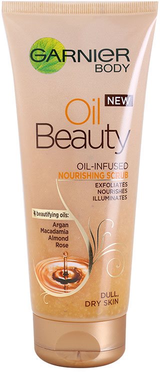 Garnier Oil Beauty ulei de corp nutritiv exfoliant pentru piele uscata