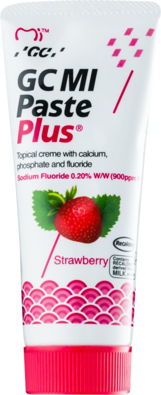 GC MI Paste Plus Strawberry crème protectrice reminéralisante pour dents sensibles au fluorure