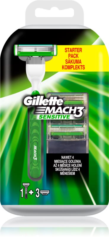Gillette Mach 3 Sensitive holicí strojek + náhradní břity 3 ks