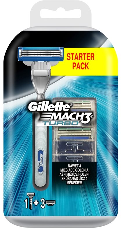 Gillette Mach 3 Turbo holicí strojek + náhradní břity 3 ks