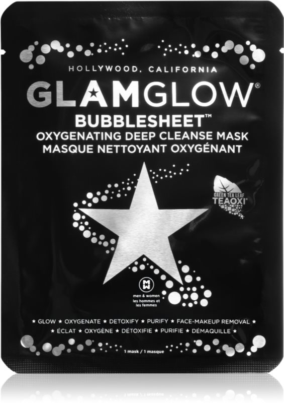 Glam Glow Bubblesheet čisticí plátýnková maska s aktivním uhlím pro rozjasnění pleti