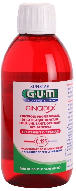 G.U.M Gingidex 0,12% ústna voda proti zubnému povlaku a pre zdravé ďasná bez alkoholu